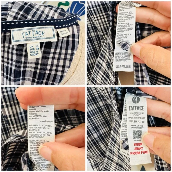 Fat Face Blue and White Checkered Babydoll Dress - Picture 16 of 16